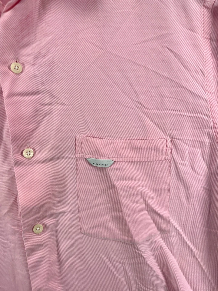 Camisas de vestir grandes Alex Cannon para hombre rosa con botones manga larga algodón a rayas Foto 2 de 4