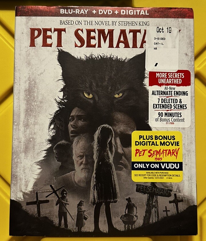 Pet Sematary (Blu-ray, DVD, 2019) w/slipcover STEPHEN KING