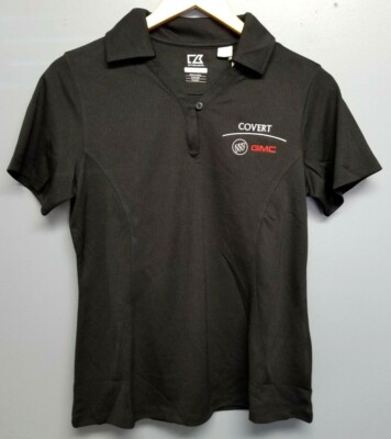 CUTTER & BUCK Black Golf Polo Shirt DriTec ''Covert GMC Buick'' SM New w/Tags