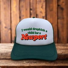 Newport Cigarette Mens Trucker Hat Green Parody Menthol Tobacco Advertisement