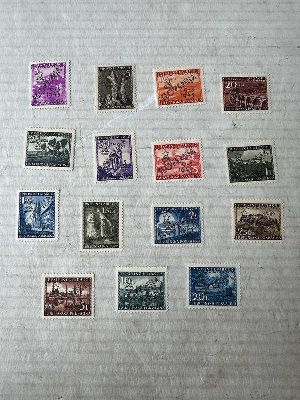 Slovenia 1945 Stamps M1-15 Yugoslavia Missing M16 Light  Hinged Partial Set