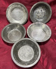 Set of  5 Vintage Mini Individual Pie Tart Pans 5" waffle bottom metal