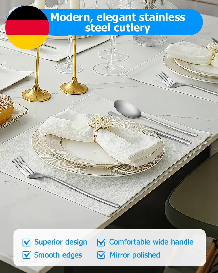 Besteck Set 12 Personen, 60-Teiliges Essbesteck Set, Edelstahl Cutlery Set, Mono - Bild 3 von 4