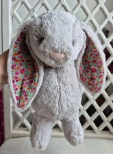 Jellycat Medium Original Silver Blossom Bunny OG Floral Grey Rabbit Rare Retired