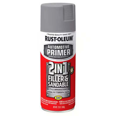 12 OZ AUTO PAINT SPRAY 2 In 1 Filler Sandable Primer Gray Rust Preventer 6 Pack