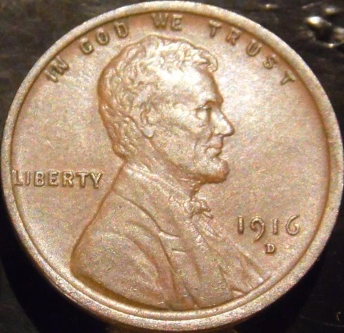 1916-D Lincoln Cent Choice AU/BU Brown Original