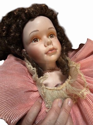 Goldenvale Needs TLC 40'' Victorian Burgundy Dress Porcelain Doll Sheila 1/2000