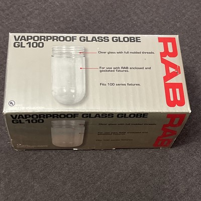 1 RAB GL100 100W - Crystal Clear Glass - Clear Vaporproof Globe