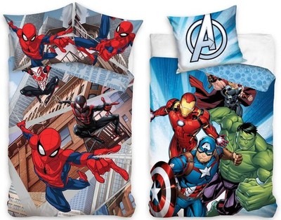 Marvel Spiderman Avengers 2 x Bettwäsche-Set Doppelpack 135x200 80x80 Baumwolle