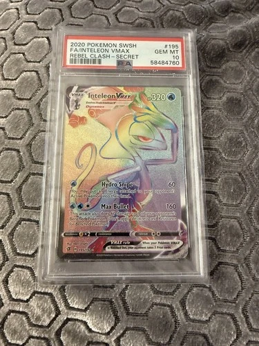 PSA 10 Inteleon VMAX 195/192 Rebel Clash Rainbow Holo Pokemon Card - Gem Mint