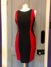 M Party Cocktail Date Night Red Black Pannel Detail Bodycon Dress