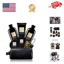 Bath and Body Spa Gift Baskets Set for Men - Sandalwood Amber - 7Pc Full Size...