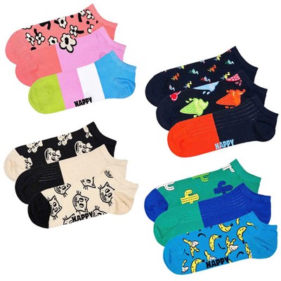 Happy Socks Unisex Sneaker-Socken, 3er Pack - Low Socks, Muster, Farbmix