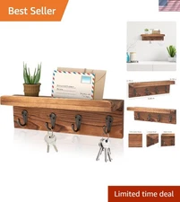Chic Rustic Key Hanger with 4 Hooks - Ideal for Entryway Organization