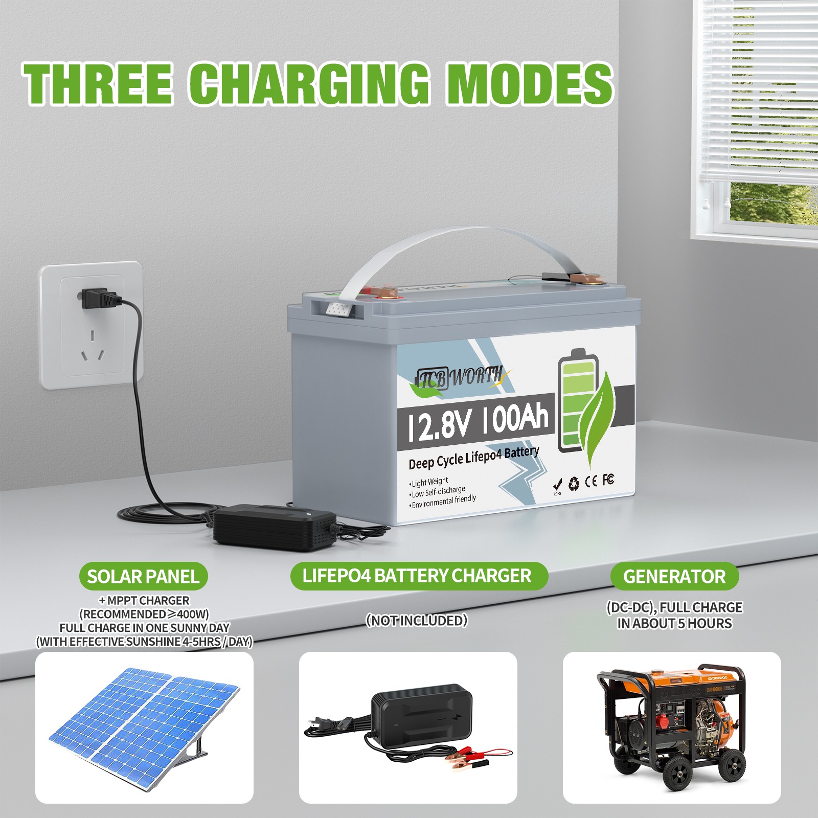 12V 100Ah LiFePO4 Lithium Battery Deep Cycles RV Marine Trolling Motors Off-grid