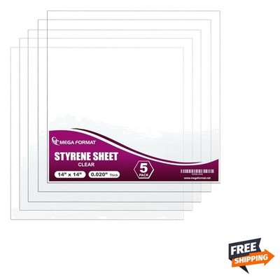 Clear Polystyrene Flexible Plastic Board Sheet 14'' x 14'' .020 Thick Styrene S...