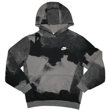 Nike Youth Boys Size Large L Black Gray Long Sleeve Hooded Sweatshirt Hoodie