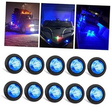 10PCS Sealed Waterproof 3/4" Mini Round Clearance LED Front Colored Lens Blue