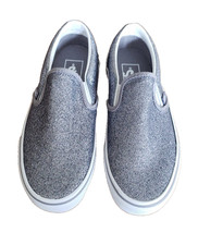 VANS Classic Slip On Sparkly Gunmetal Glitter Fun Sneaker Women's Size 6
