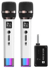 Wireless Microphone with LED 40H Battery 200FT Range for Karaoke YA-07