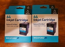 LOT OF 2 Wexford 64 Inkjet Cartridges Black BRAND NEW/SEALED FREESHIP