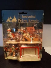 Vintage Hand Crafted Dickens Keepsake 4-Piece Ice Hockey Village Accessories.  