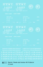 K4 O Scale Decals Detroit, Toledo and Ironton 40 Ft Boxcar White DT&I