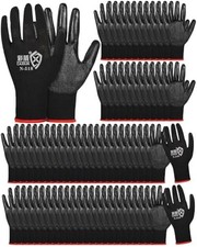 72 Pairs Gardening Work Gloves Bulk for Men Women, Rubber Coated Garden Black