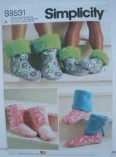 Simplicity Pattern S9531 Slippers Adult & Kids Sizes: XS-XL Assorted Styes UNCUT