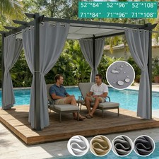 Patio Waterproof Blackout Curtains Outdoor Garden UV Protect Drapes Pergola UK