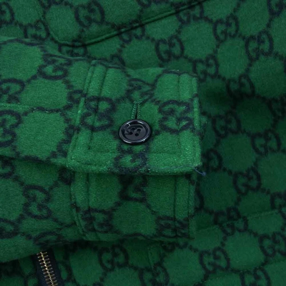 Gucci 24SS 770330 GG Total Pattern Lana Flanella Camicia Bluson Giacca Usato0