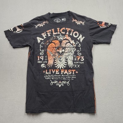 Affliction Shirt Men Live Fast Seek and Destroy Short Sleeve Size X-Large Thrash