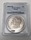 1882 O/S Morgan Silver Dollar BU PCGS MS62 Coin in Case