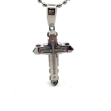 Black & Blue Jewelry Co. Stainless .09ctw Genuine Diamond Riveted Cross Pendant