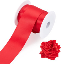 Red Satin Ribbons 1-1/2 Inch X 10 Yards Double Faced Polyester Fabric Ribbons Sa