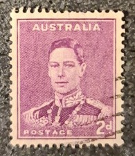 Australia King George VI Stamp 2D. Australian Stamp