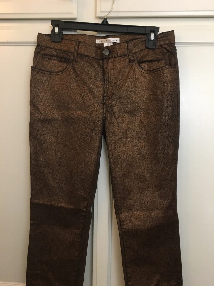 Jean de mujer Trina Turk ajustado elástico bronce talla 4    Foto 3 de 4