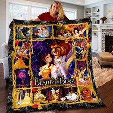 Beauty And The Beast Happy Valentine's Day Gift For Couple Sofa BLANKET Us Size