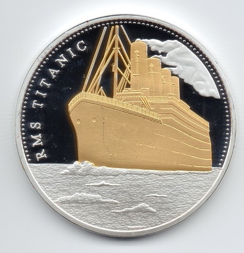 Moneda de Oro de Plata Titanic Océano Atlántico Hombre Mapa Barco de Mar Navegación Antigua U C Retro - Imagen 10 de 10