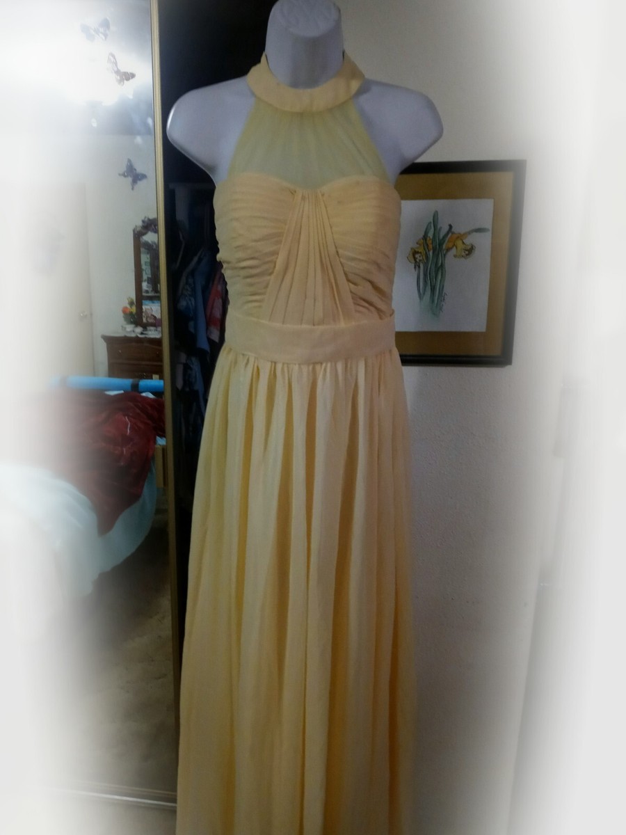 Yellow Chiffon Full Length Formal Prom Dress Bridesmaid Dress Size 10