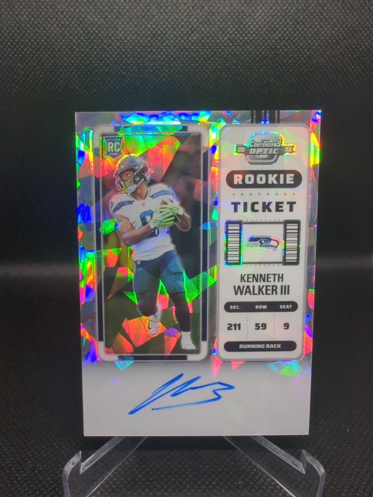 2022 Contenders Kenneth Walker III Rookie Ticket Cracked Ice Auto /22 Seahawks