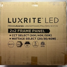 6pk LR24185 Luxrite 2x2 FT LED Frame Light 3CCT 20/30/40W 5000 Lumens Dimmable