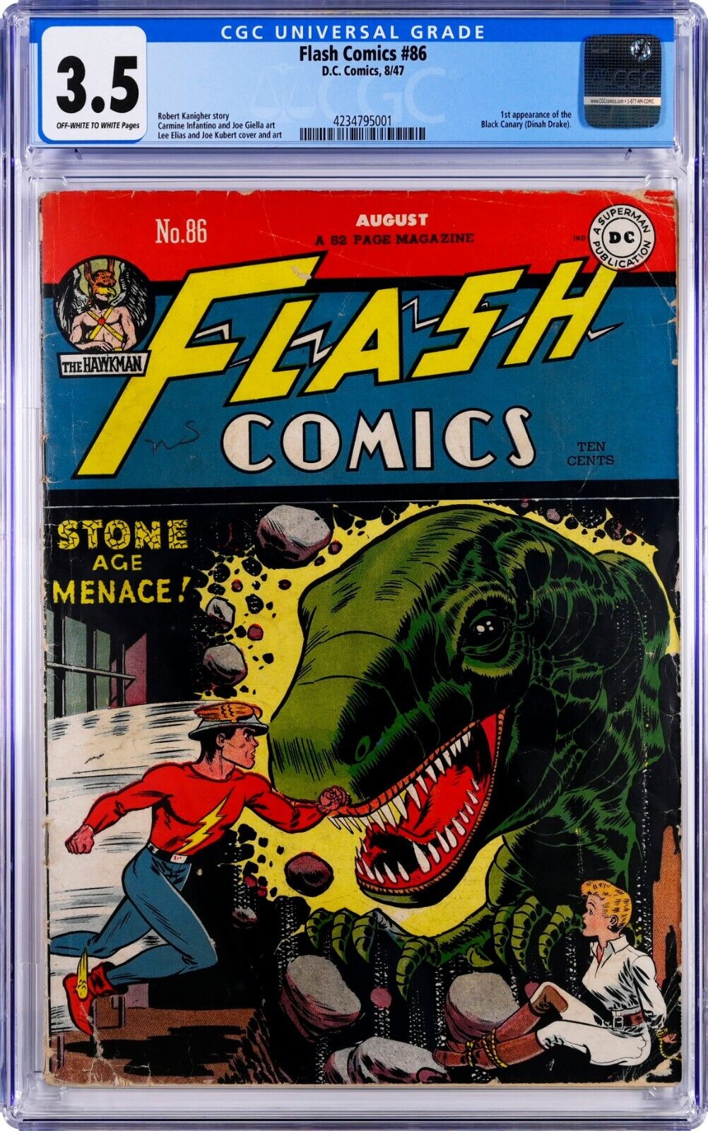 Flash Comics #86 CGC 3.5 (Universal) 1947 -1st Appearance of Black Canary (RARE)