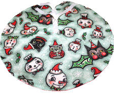 Handmade Johanna Parker Spoonflower Whimsy Frost Christmas Tree Skirt 17 1/4"