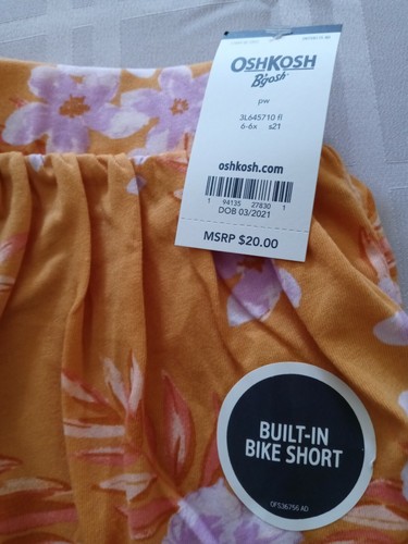 OshKosh B'Gosh Girls Two-piece Flowered Skort & Tank Strap Top/NWT/Size 6 - 6X - Picture 11 of 12