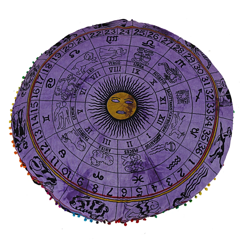 Funda Cojín Puf Meditación Algodón Indio 35" Grande Redonda Piso Almohada Puf. Foto 3 de 4