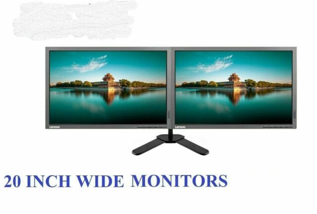 2 x 20" Dell HP LG-Dual Monitor Cheap Gaming LED LCD Screen VGA DVI-Dual Stand