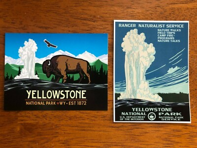 #ad 2 Yellowstone US National Park Old Faithful Geyser 3quot; x 4quot; UV Decal Stickers $4.95