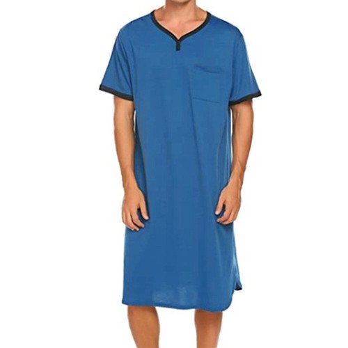 Ropa de dormir de manga corta para hombre Camisón Pijama Camisa con función de albornoz - Imagen 21 de 28