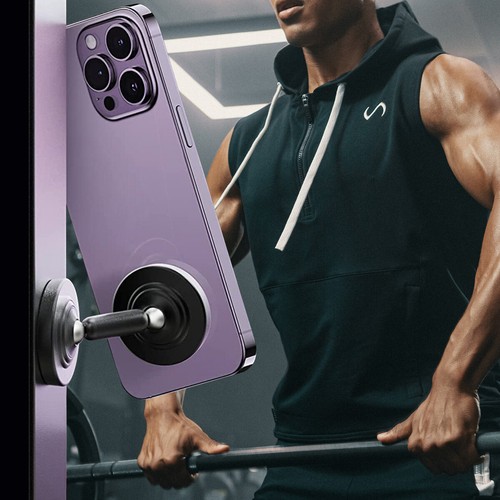 Universal Magnetic Phone Holder Double Sided Standing Mobile Gym Black Selfie - 第 3/18 張圖片